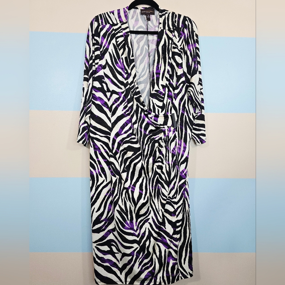Dana Buchman Plus Size Zebra Print Midi Dress - Picture 3 of 9